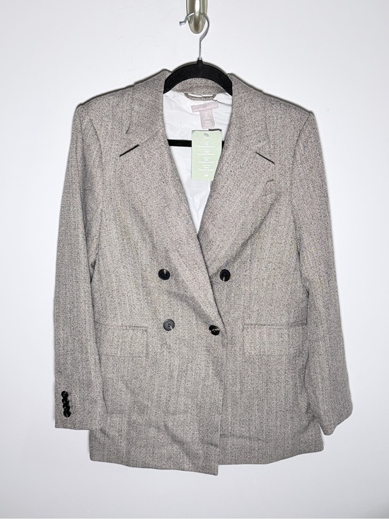 H&M Jackets & Blazers - H&M Oversized Women's Double-Breasted Tweed Blazer in Light Brown